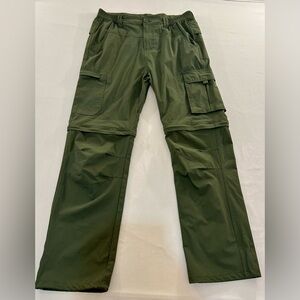 Men’s Convertible Hiking Pants Army Green Lightweight Size 34 No Label/Brand